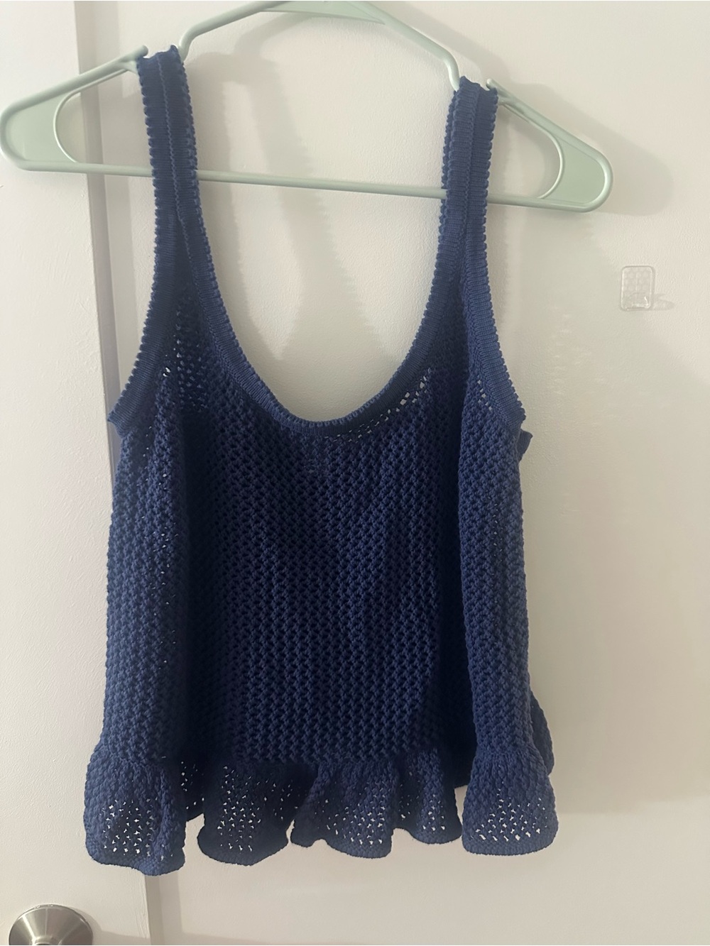 Old Navy Navy Crochet Ruffle Hem Tank